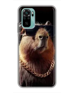 Чохол для Xiaomi Redmi Note 10 з картинкою «Капібара золотий ланцюг»