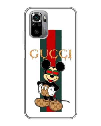 Чехол для Xiaomi Redmi Note 10S с картинкой «Микки Маус Gucci — полосы»