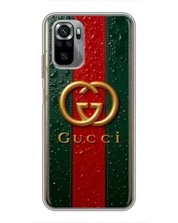 Чохол для Xiaomi Redmi Note 10S з картинкою «Gucci — фірмова смуга та золото»
