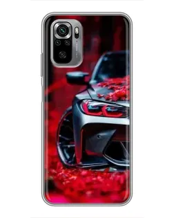 Чехол для Xiaomi Redmi Note 10S с картинкой «Спортивная BMW и цветы» Чехол для Xiaomi Redmi Note 10S с картинкой «Спортивная BMW и цветы»