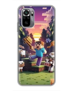 Чехол для Xiaomi Redmi Note 10S с картинкой «Стив на ферме»