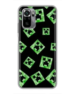 Чехол для Xiaomi Redmi Note 10S с картинкой «Паттерн с криперами» Чехол для Xiaomi Redmi Note 10S с картинкой «Паттерн с криперами»