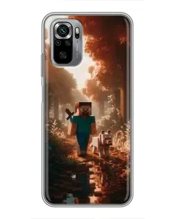 Чехол для Xiaomi Redmi Note 10S с картинкой «Стив в лесу» Чехол для Xiaomi Redmi Note 10S с картинкой «Стив в лесу»