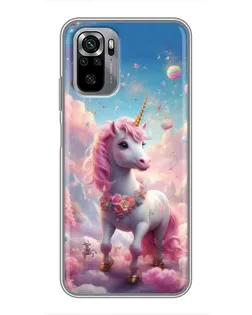 Чехол для Xiaomi Redmi Note 10S с картинкой «Единорог среди облаков»