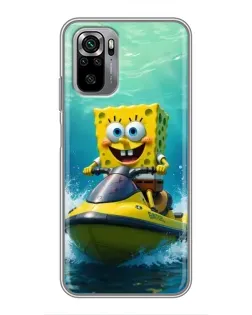 Чохол для Xiaomi Redmi Note 10S з картинкою «Спанч Боб на гідроциклі»