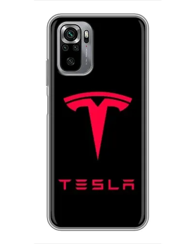 Чехол для Xiaomi Redmi Note 10S с картинкой «Tesla Red Logo»