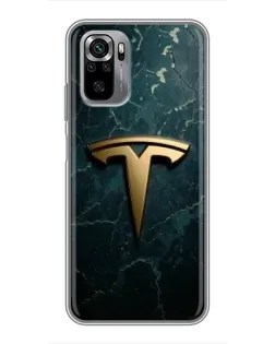 Чехол для Xiaomi Redmi Note 10S с картинкой «Мраморная Tesla Gold»