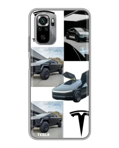 Чехол для Xiaomi Redmi Note 10S с картинкой «Коллаж Cybertruck Tesla»