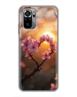 Чехол для Xiaomi Redmi Note 10S с картинкой «Розовый цвет сердце на фоне заката» Чехол для Xiaomi Redmi Note 10S с картинкой «Розовый цвет сердце на фоне заката»