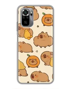 Чехол для Xiaomi Redmi Note 10S с картинкой «Капибары с апельсинами»