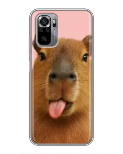 Чехол для Xiaomi Redmi Note 10S с картинкой «Капибара с языком»