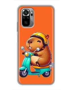 Чехол для Xiaomi Redmi Note 10S с картинкой «Капибара на скутере»