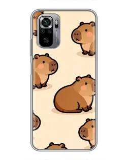 Чехол для Xiaomi Redmi Note 10S с картинкой «Паттерн милых капибар»