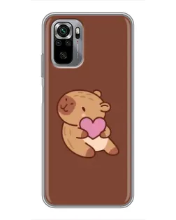 Чехол для Xiaomi Redmi Note 10S с картинкой «Капибара с сердцем»