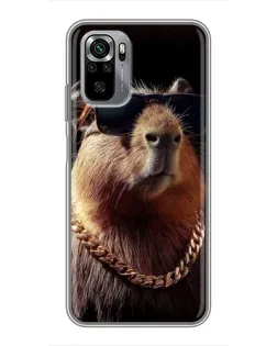 Чехол для Xiaomi Redmi Note 10S с картинкой «Капибара золотая цепь»