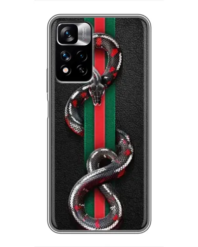 Чехол для Xiaomi Redmi Note 11 Pro Plus с картинкой «Gucci — змея на полосе» Чехол для Xiaomi Redmi Note 11 Pro Plus с картинкой «Gucci — змея на полосе»