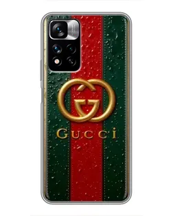 Чохол для Xiaomi Redmi Note 11 Pro Plus з картинкою «Gucci — фірмова смуга та золото» Чохол для Xiaomi Redmi Note 11 Pro Plus з картинкою «Gucci — фірмова смуга та золото»