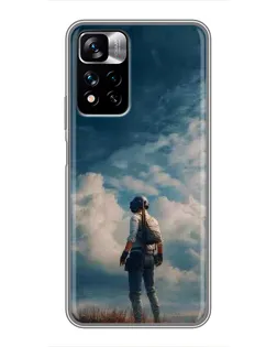 Чехол для Xiaomi Redmi Note 11 Pro Plus с картинкой «Герой PUBG на скале»