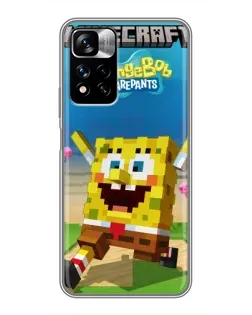 Чохол для Xiaomi Redmi Note 11 Pro Plus з картинкою «Губка Боб Minecraft»