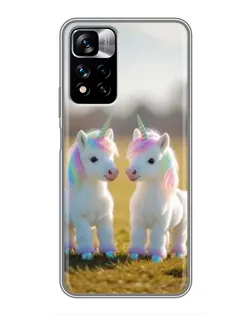 Чехол для Xiaomi Redmi Note 11 Pro Plus с картинкой «Пара единорогов»