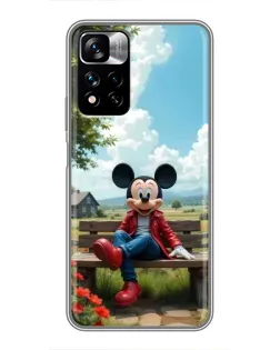 Чехол для Xiaomi Redmi Note 11 Pro Plus с картинкой «Микки на скамейке»