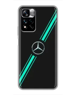 Чехол для Xiaomi Redmi Note 11 Pro Plus с картинкой «Спортивные линии Mercedes» Чехол для Xiaomi Redmi Note 11 Pro Plus с картинкой «Спортивные линии Mercedes»