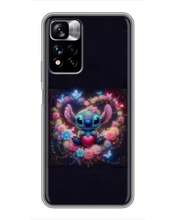 Чохол для Xiaomi Redmi Note 11 Pro Plus з картинкою «Stitch у квітах»
