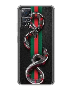 Чехол для Xiaomi Redmi Note 11 Pro с картинкой «Gucci — змея на полосе» Чехол для Xiaomi Redmi Note 11 Pro с картинкой «Gucci — змея на полосе»