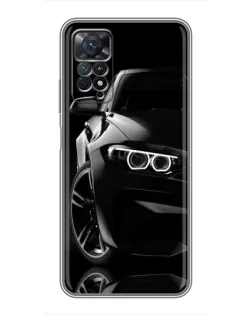 Чехол для Xiaomi Redmi Note 11 Pro с картинкой «Черная BMW — профиль»