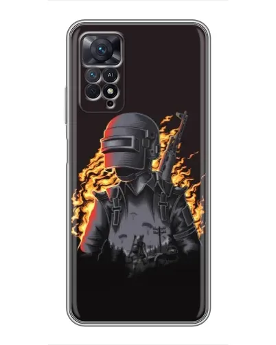 Чехол для Xiaomi Redmi Note 11 Pro с картинкой «PUBG — огненный силуэт»