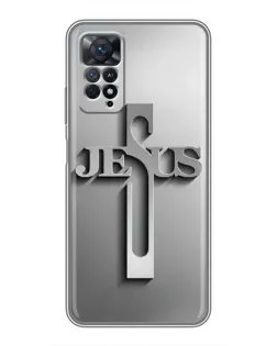 Чехол для Xiaomi Redmi Note 11 Pro с картинкой «Металлический крест Jesus»