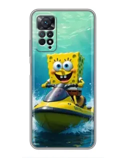 Чехол для Xiaomi Redmi Note 11 Pro с картинкой «Спанч Боб на гидроцикле»