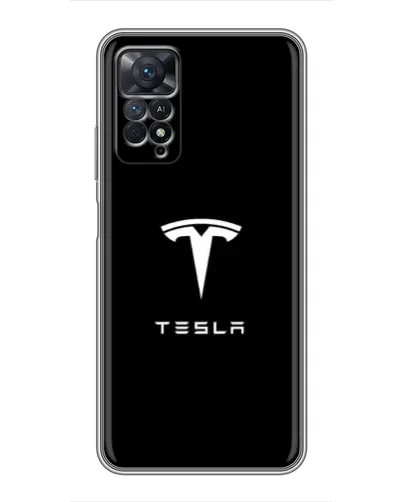 Чехол для Xiaomi Redmi Note 11 Pro с картинкой «Tesla White Logo»