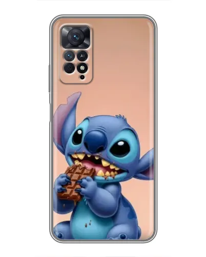 Чехол для Xiaomi Redmi Note 11 Pro с картинкой «Стич ест шоколад»