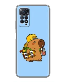 Чехол для Xiaomi Redmi Note 11 Pro с картинкой «Капибара на скейте»