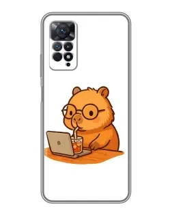 Чехол для Xiaomi Redmi Note 11 Pro с картинкой «Капибара с ноутбуком»