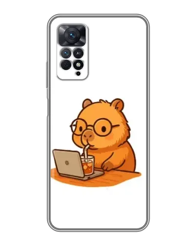 Чехол для Xiaomi Redmi Note 11 Pro с картинкой «Капибара с ноутбуком»