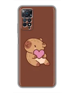 Чехол для Xiaomi Redmi Note 11 Pro с картинкой «Капибара с сердцем»