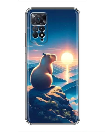 Чехол для Xiaomi Redmi Note 11 Pro с картинкой «Закат солнца с капибарой»