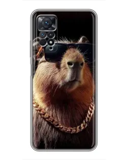 Чехол для Xiaomi Redmi Note 11 Pro с картинкой «Капибара золотая цепь»