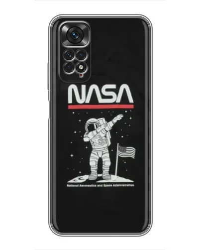 Чехол для Xiaomi Redmi Note 11 / 11s с картинкой «NASA — шагаем по Луне»