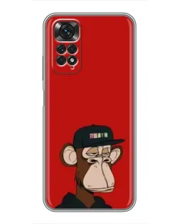 Чехол для Xiaomi Redmi Note 11 / 11s с картинкой «Bored Ape — красный фон»