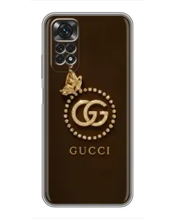 Чехол для Xiaomi Redmi Note 11 / 11s с картинкой «Gucci — золотая бабочка»