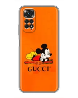 Чехол для Xiaomi Redmi Note 11 / 11s с картинкой «Микки Маус Gucci — оранж»