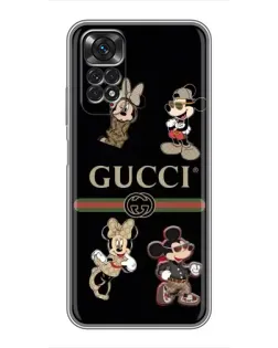 Чехол для Xiaomi Redmi Note 11 / 11s с картинкой «Gucci — герои Disney и монограмма»