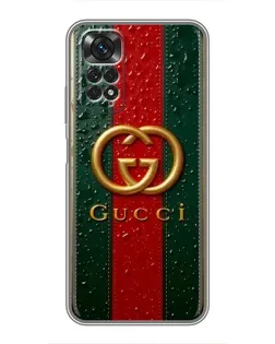 Чехол для Xiaomi Redmi Note 11 / 11s с картинкой «Gucci — фирменная полоса и золото»