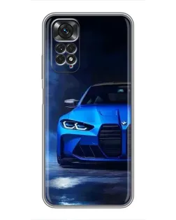Чехол для Xiaomi Redmi Note 11 / 11s с картинкой «Голубая BMW M4»