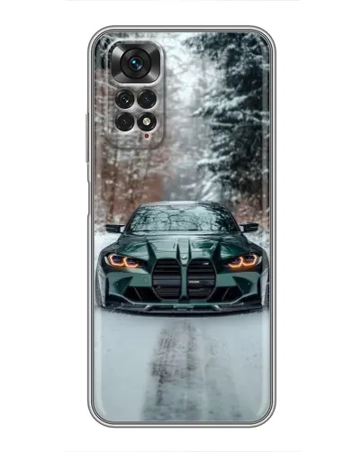 Чехол для Xiaomi Redmi Note 11 / 11s с картинкой «BMW в зимнем лесу»
