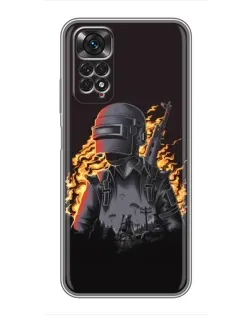 Чехол для Xiaomi Redmi Note 11 / 11s с картинкой «PUBG — огненный силуэт»