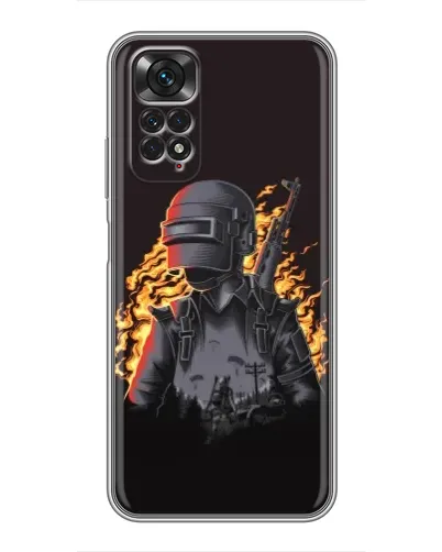 Чехол для Xiaomi Redmi Note 11 / 11s с картинкой «PUBG — огненный силуэт»